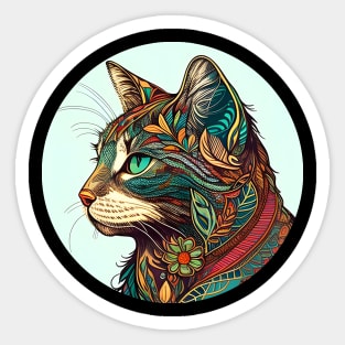 Cool Cat Hippy Beautiful - Cat Boho Lover Sticker